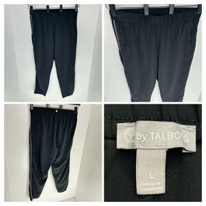 T by Talbots Black Straight Leg Pants Size Large Pull On Elastic Waist 35x28
